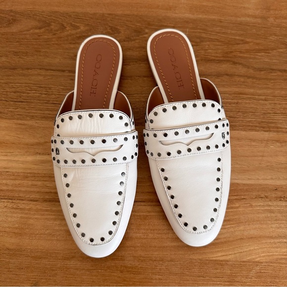 Coach Faye Loafer Slide Mule White Leather Women Size 8 G3831 - Picture 4 of 11